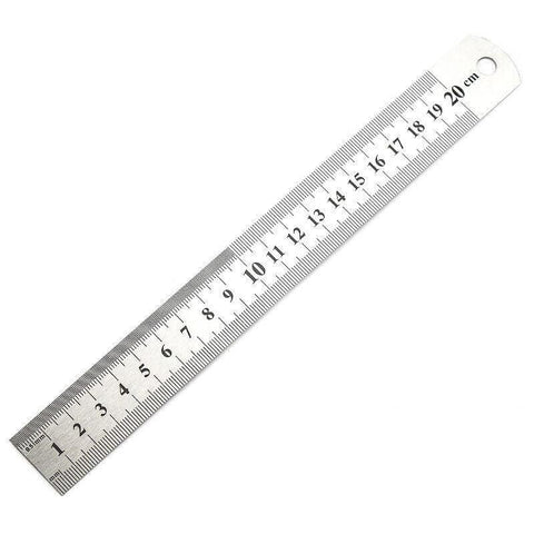 Double Sided Stainless Steel Ruler - 20cm, Single