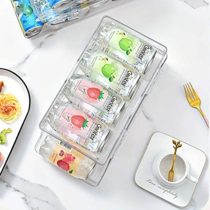Double Tier Fridge Can Dispenser Drinks Organiser Rack Holds 11 Standard Cans - view 5