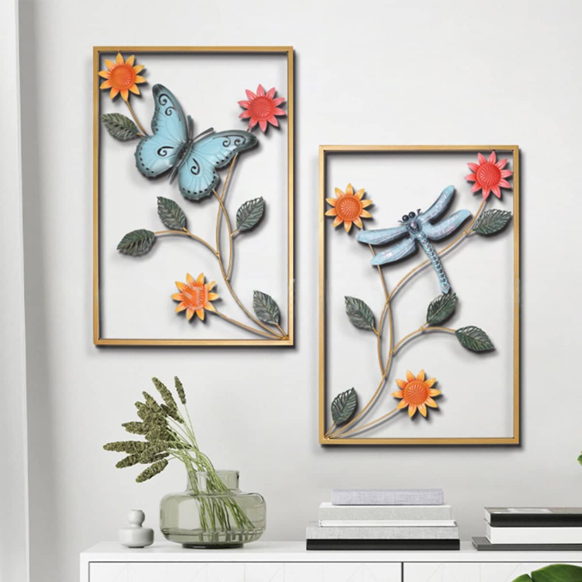 Dragonfly and Butterfly Iron Wall Decor, Set of 2 for Living Room and Bedroom - view 5