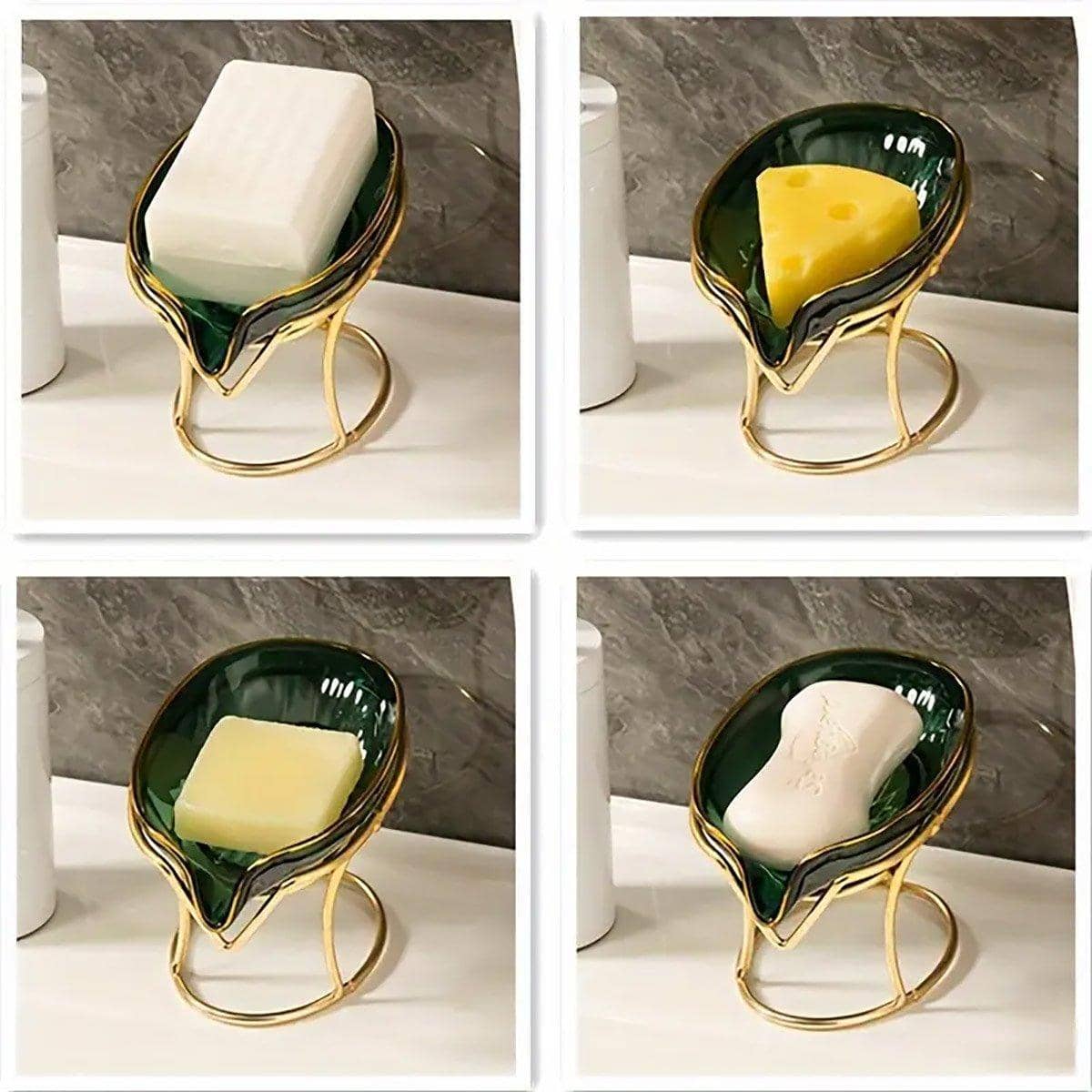 Drainage Soap Dish with Metal Stand - Dark Green - view 5