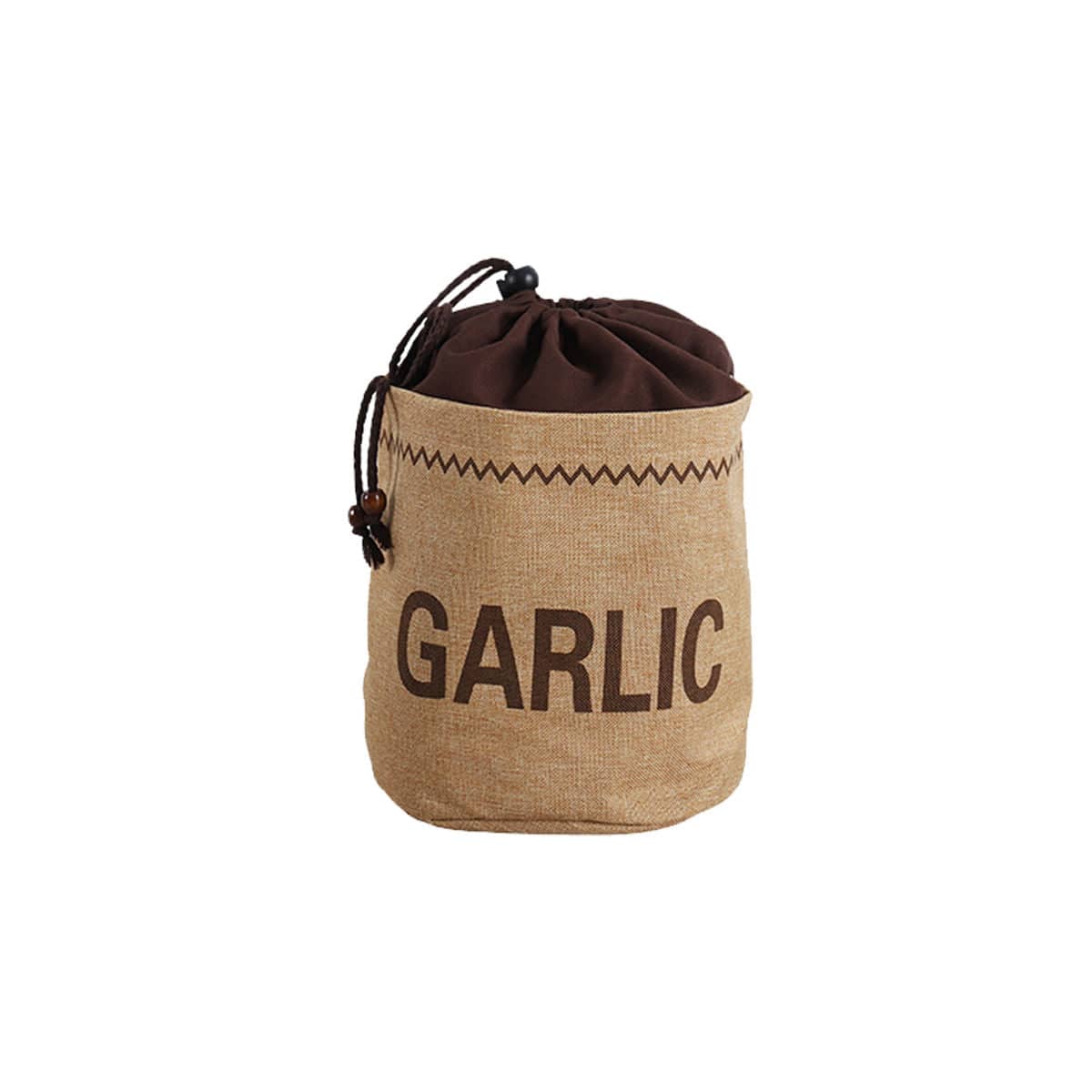 Drawstring Jute Style Produce Storage Bags - Garlic Label, Pack of 2