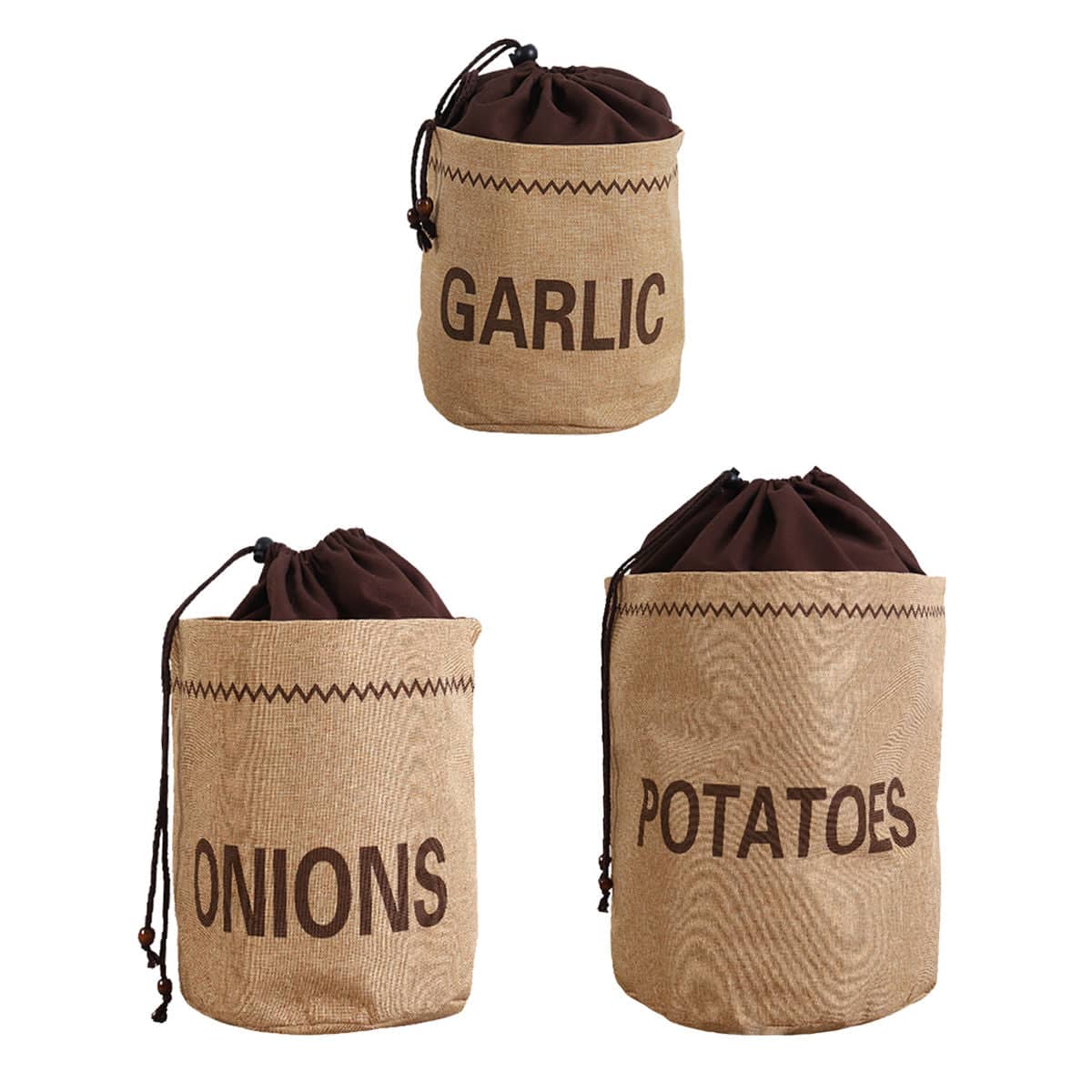 Drawstring Jute Style Produce Storage Bags - Garlic Label, Pack of 2 - view 3