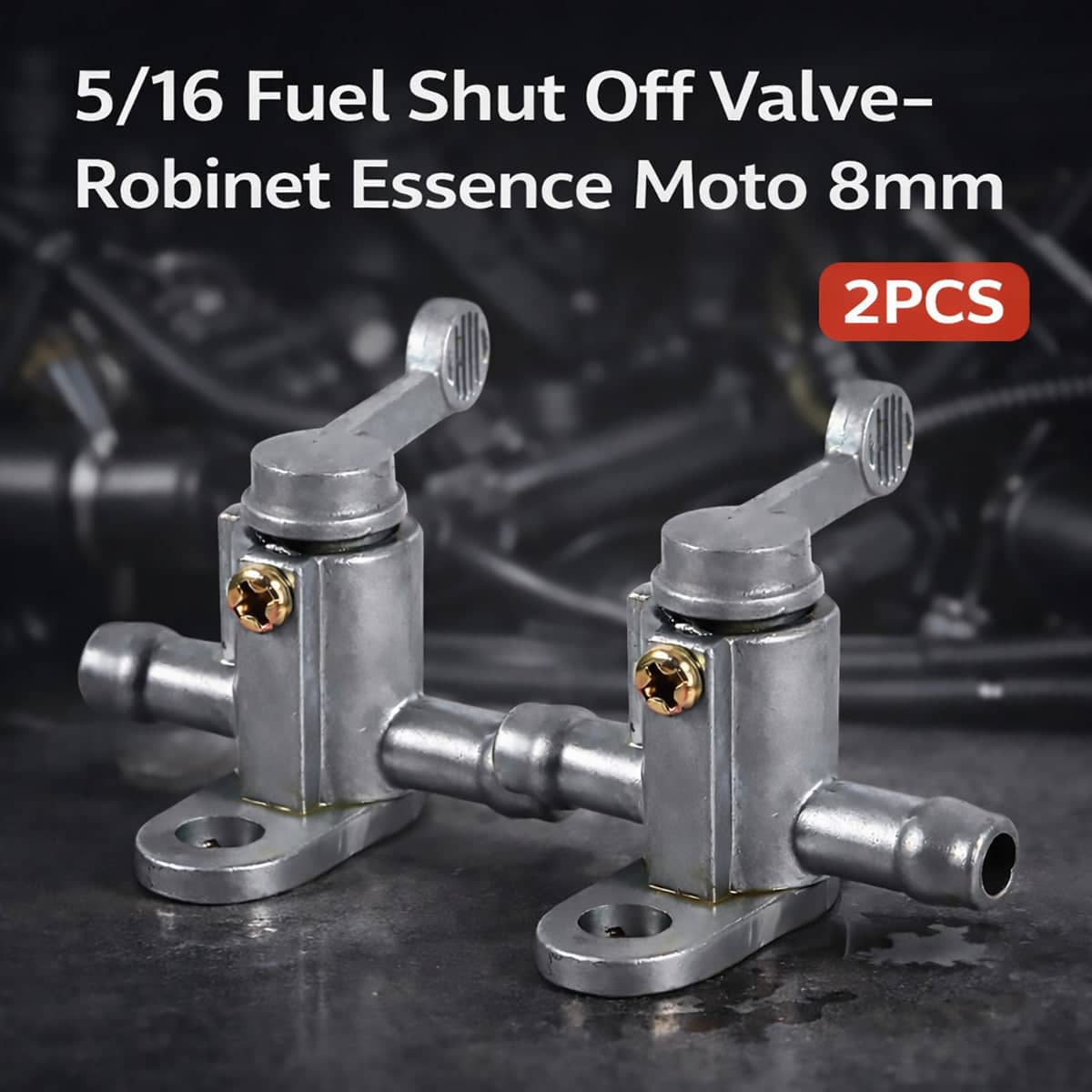 Dual Fuel Shut off Valve 5/16 Inch (8 mm / 0.8 cm) for off Road Motorcycles, Pack of 2