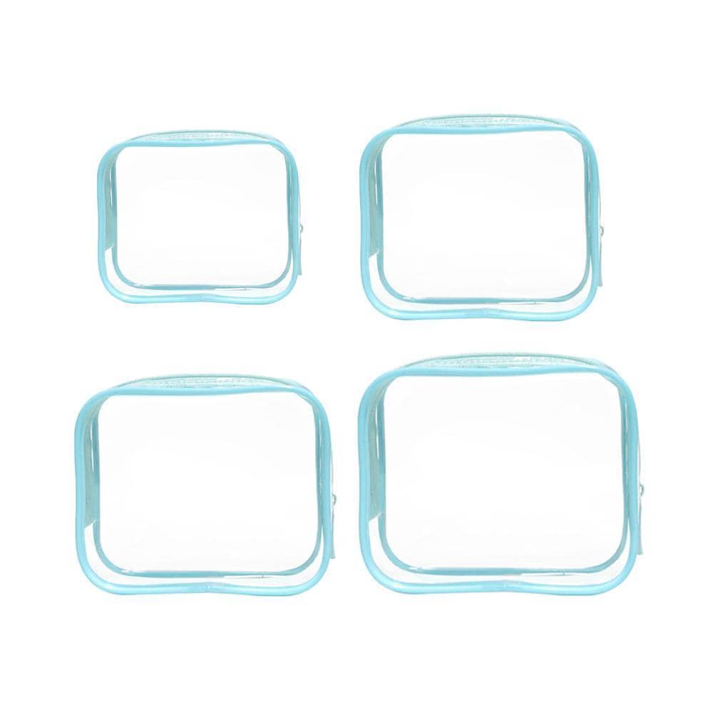 Durable PVC Cosmetic Bags, Pack of 4 - Blue