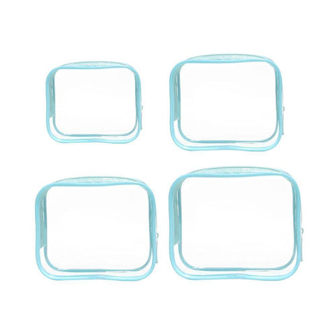 Durable PVC Cosmetic Bags, Pack of 4 - Blue