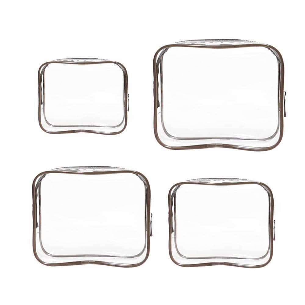 Durable PVC Cosmetic Bags, Pack of 4 - Coffee
