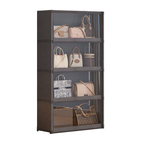 Dustproof Storage Cabinet with Clear Doors - Black, 139 cm High