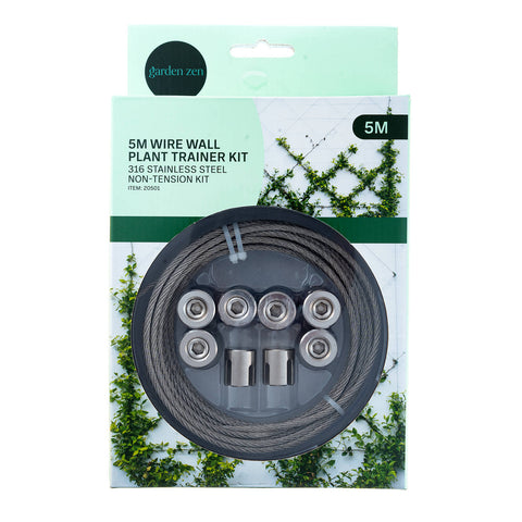 Garden Zen 5m 316 Stainless Steel Non Tensioned Wire Wall Plant Trainer Kit