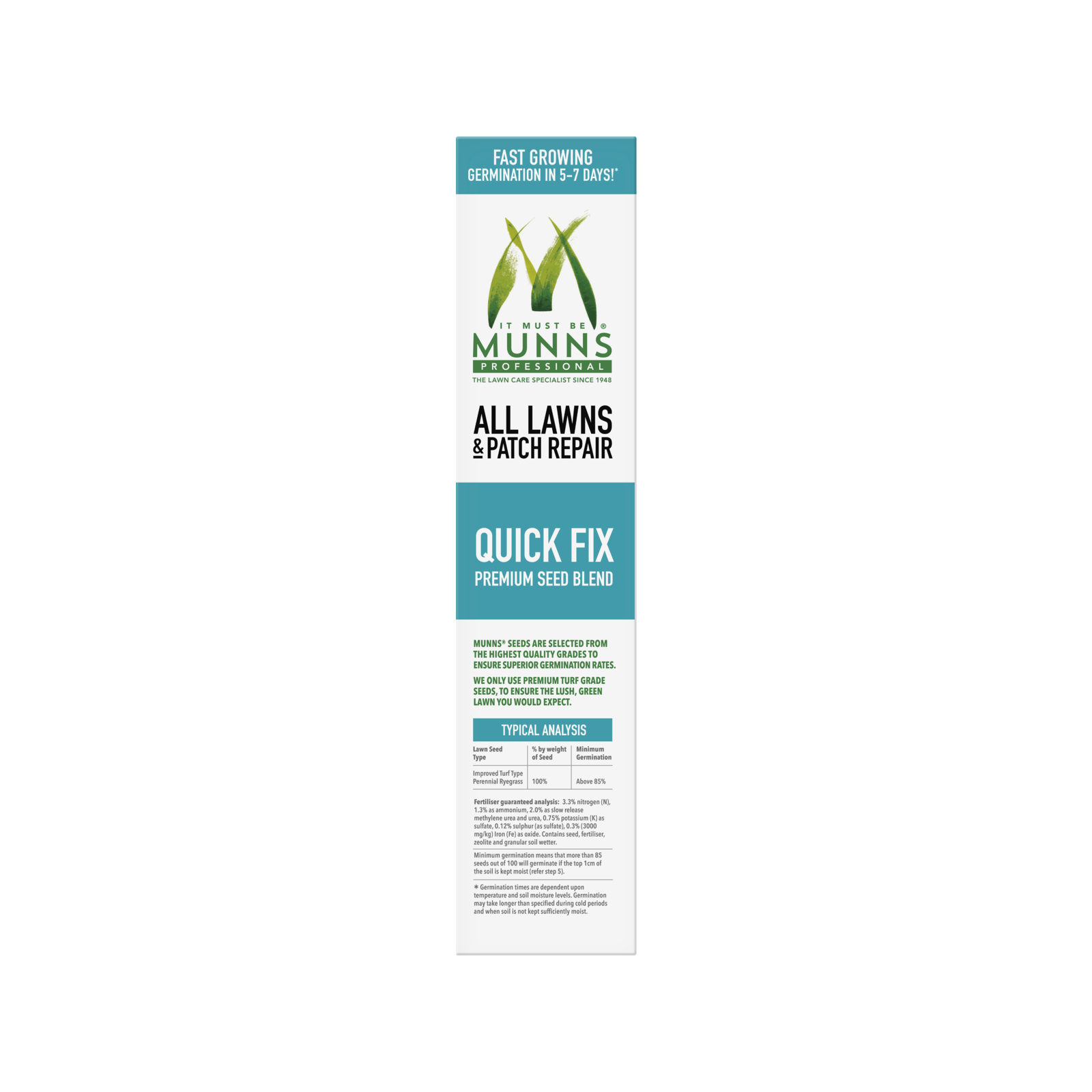 Munns Professional 1.1kg Quick Fix All Lawns and Patch Repair Premium Seed Blend
