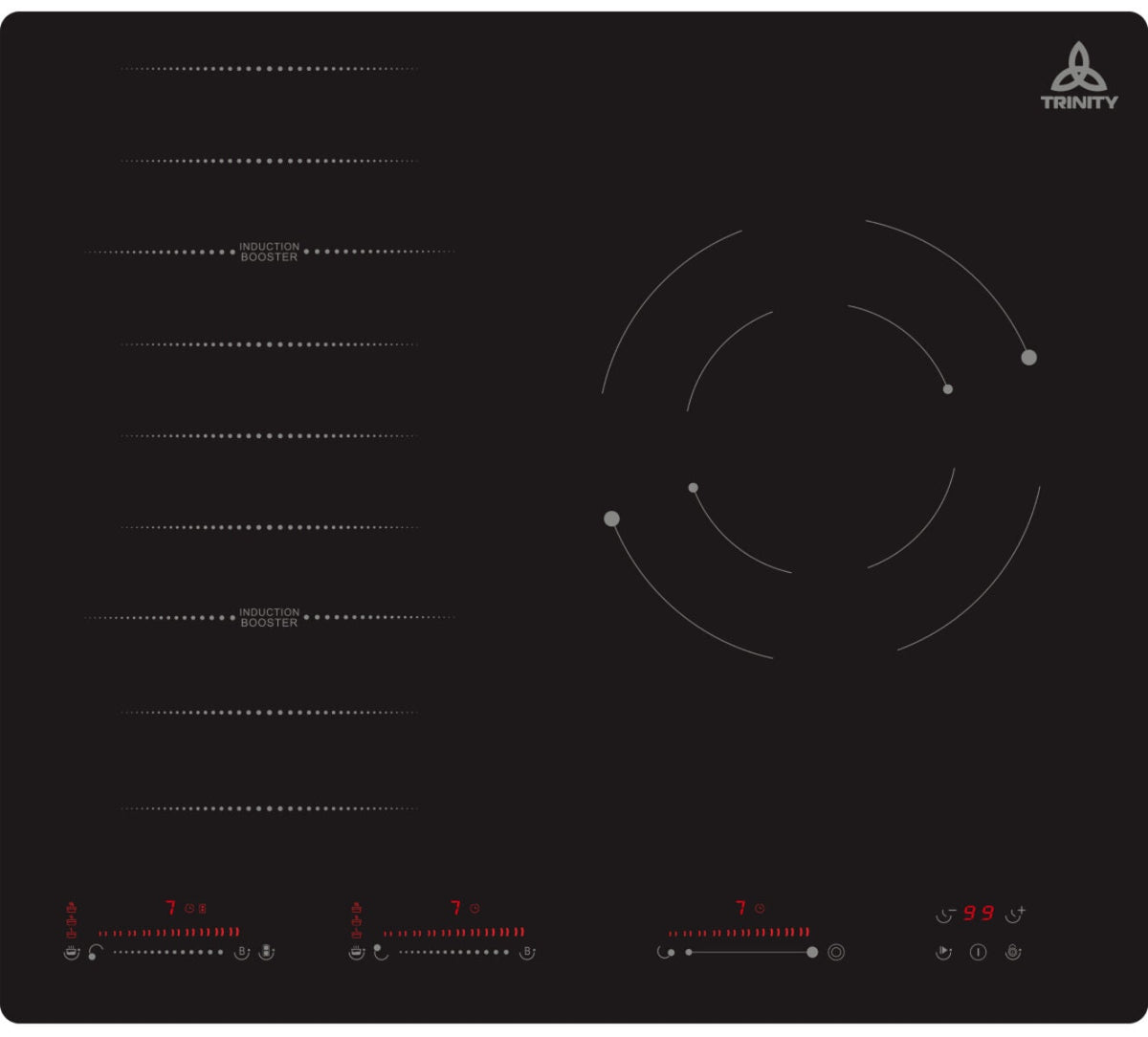 Trinity 60cm combo cooktop - 2 induction and 1 radiant zone, touch and slide controls - TRCI603