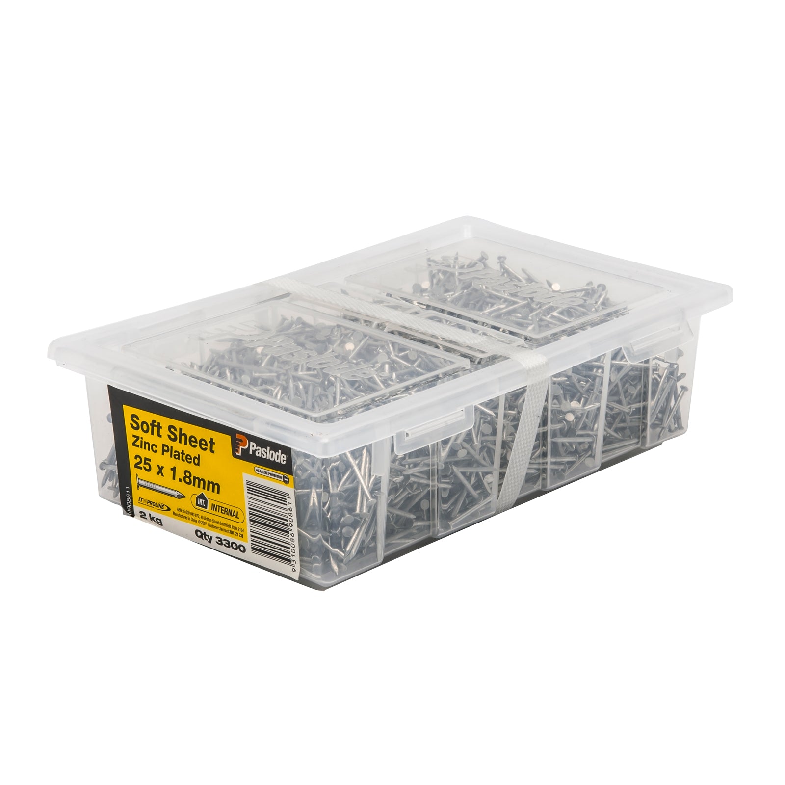 Paslode Soft Sheet Nails 25 x 1.8mm Zinc Plated 2kg 3300 Pack