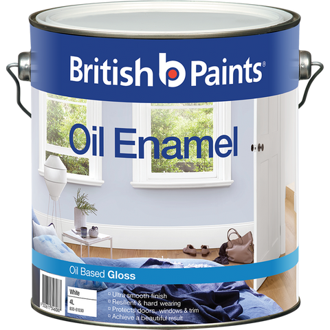 British Paints White Gloss Enamel Paint 4L - Oil Based, UV Resistant, Tintable
