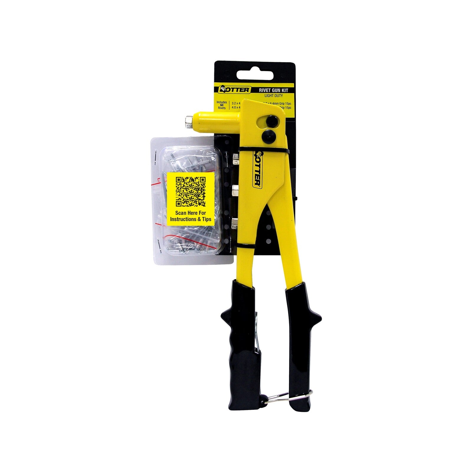 Otter Rivet Gun Kit with 60 Rivets Yellow