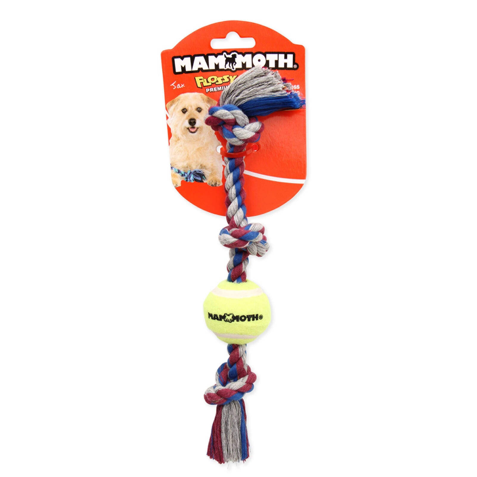 Mammoth 28cm 3 Knot Mini Ball Rope Dog Toy with Tennis Ball