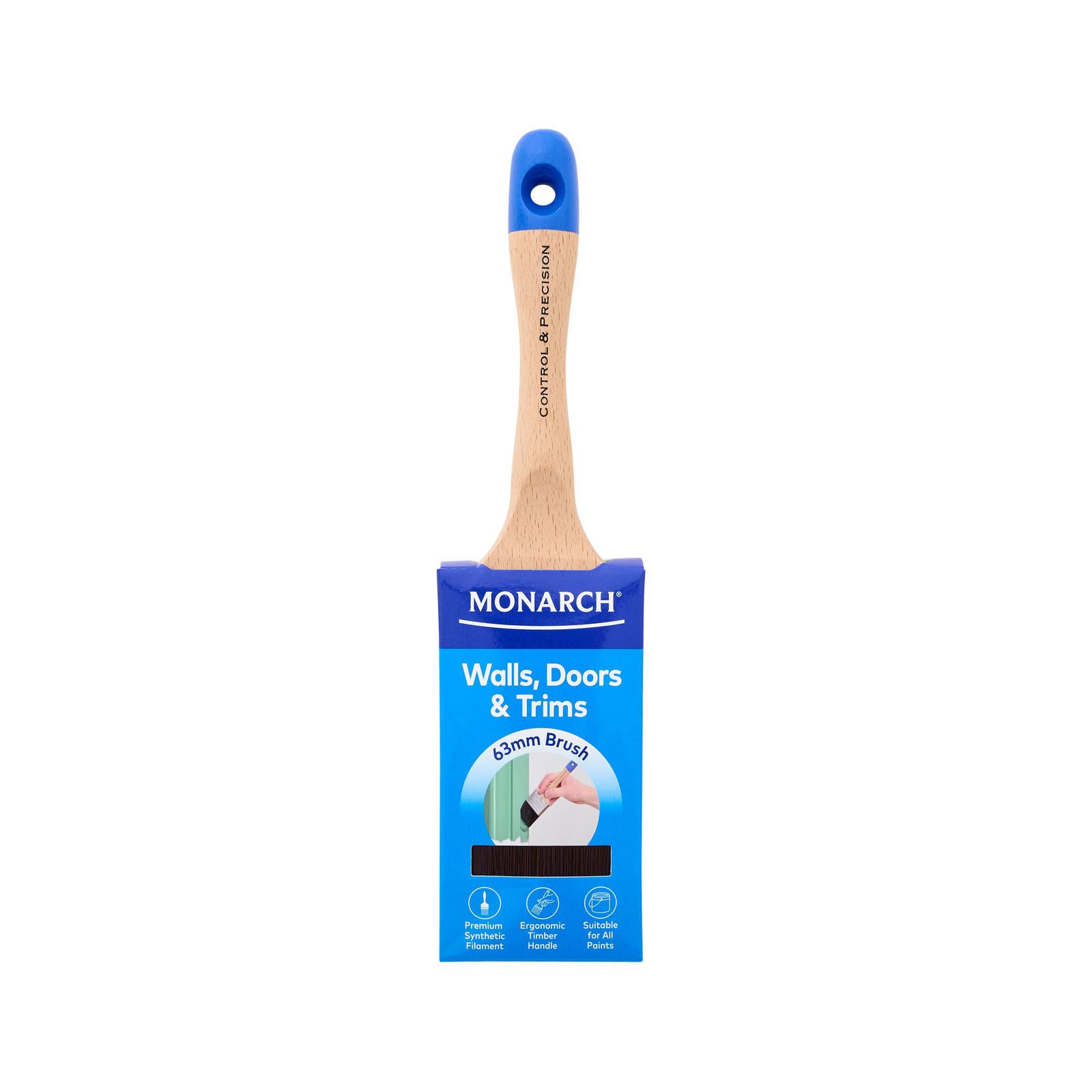 Monarch 63mm Walls Doors & Trims Synthetic Paint Brush Stainless Steel Ferrule