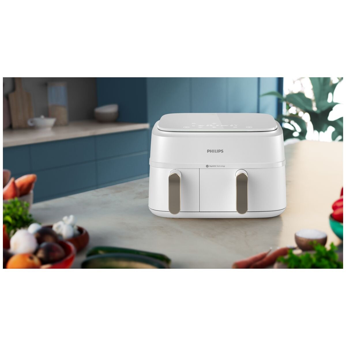 Philips 3000 Series 9L Dual Basket Airfryer XXL - Sync and Copy Functions, White - NA353-10