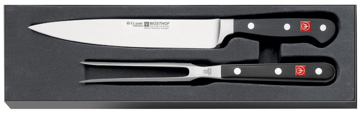 Wusthof Classic 2 Piece Carving Set - 20cm Carving Knife and 16cm Meat Fork - 9740W