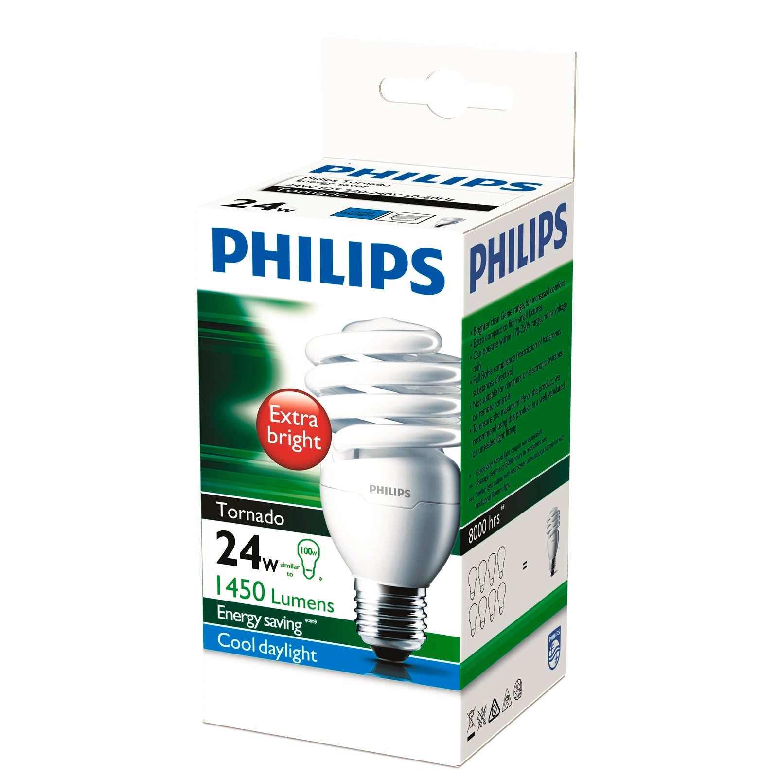 Philips Spiral E27 24W CFL Globe 1450lm Cool Daylight