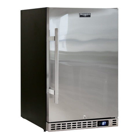 Schmick 105L Under Bench Bar Fridge - Stainless Steel, Lockable Reversible Door, Quiet 43dB - SK116SD