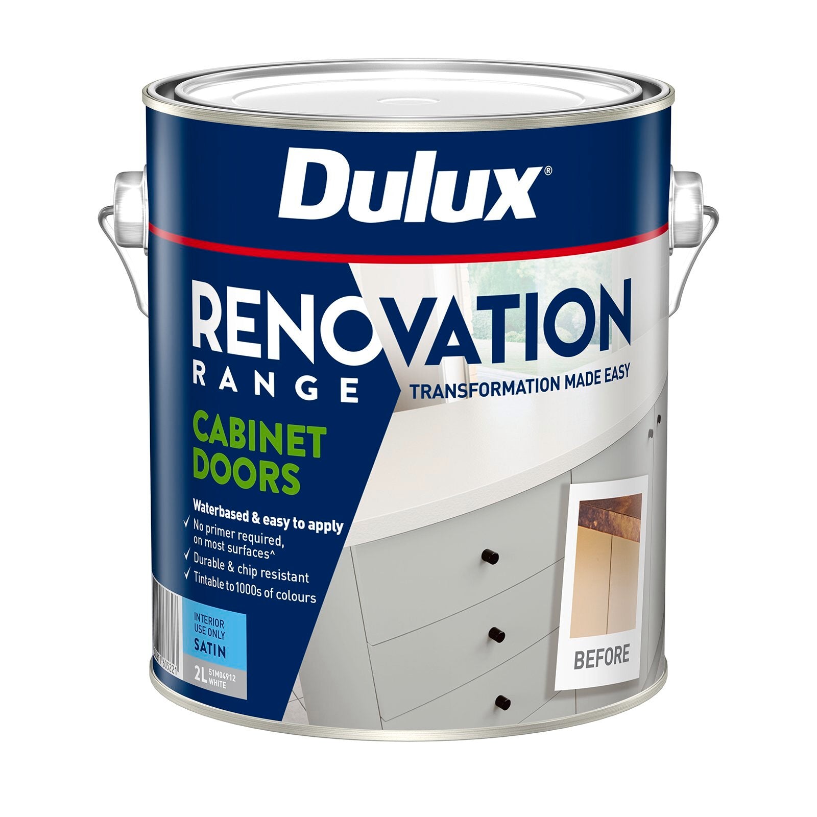 Dulux Renovation Range 2L Deep Satin Cabinet Doors Water Based Tintable