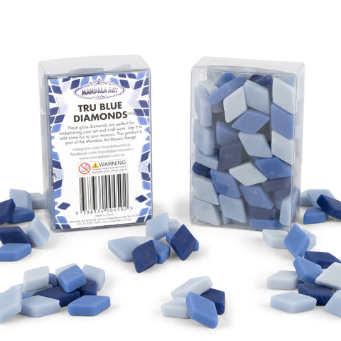 Mandala Art Tru Blue Diamond Glass Mosaic Tiles - Blue Mix, Indoor & Outdoor, Kids 6+
