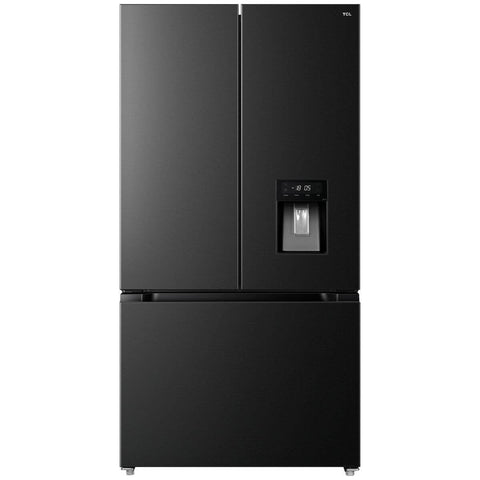 TCL 575L French Door Fridge - Black, 5 Star Energy Rating, Water Dispenser - TRF576FHB