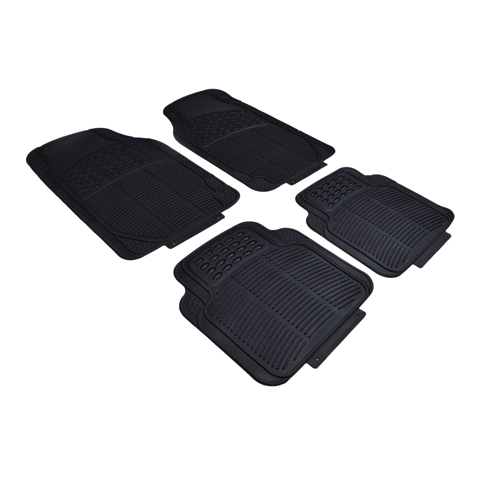 All Set 430 x 705mm Black PVC Car Floor Mat 4 Piece with Anti-Slip Backing