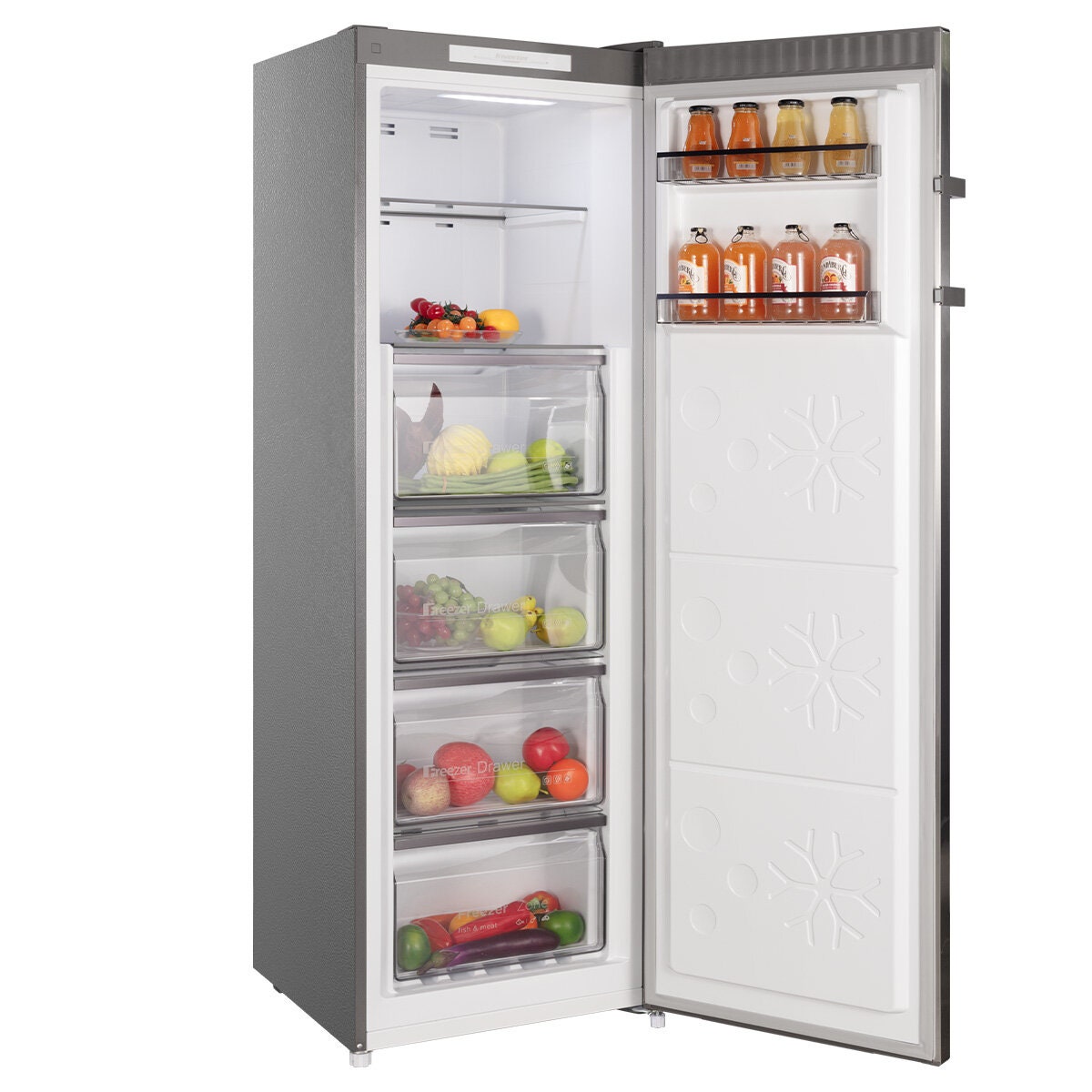 CHiQ 206L Hybrid Upright Freezer - Stainless Steel, Inverter System, Frost Free, 4 Star Energy - CSH205NSS