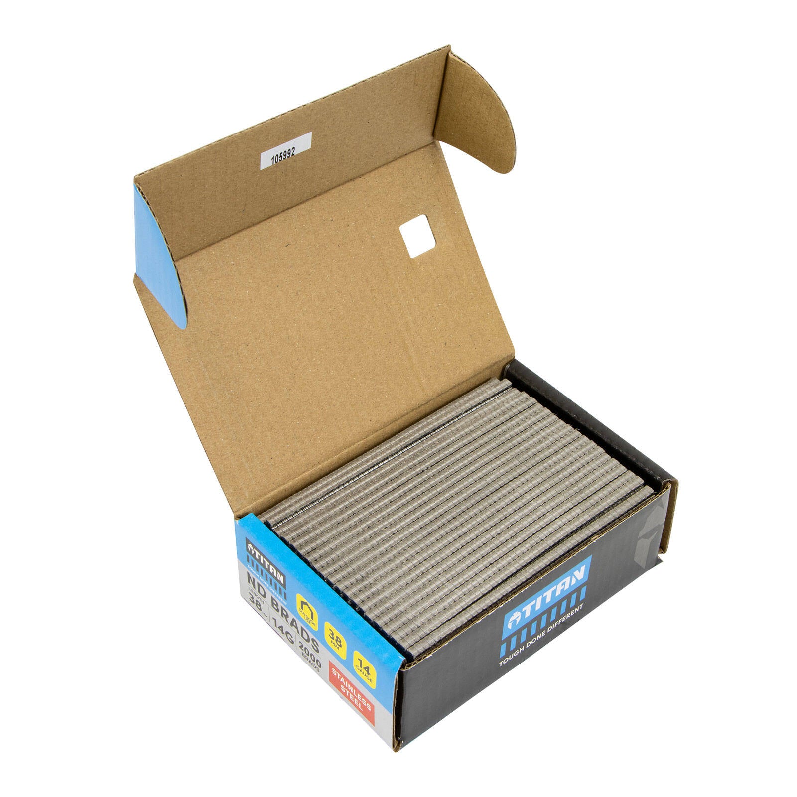 Titan 38 x 2mm 14G Stainless Steel Straight Collated ND Brad Nails 2000 Pack