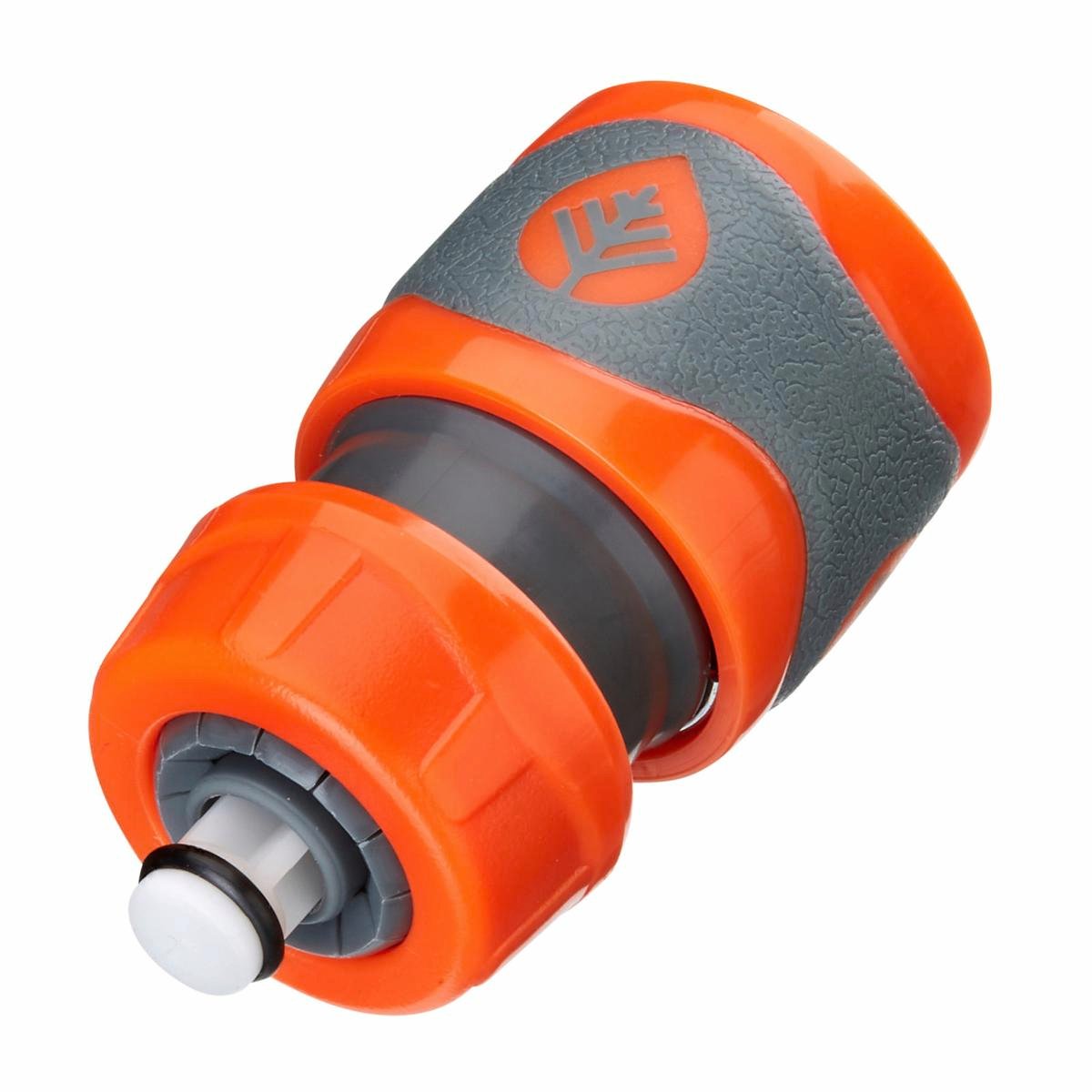Pope 12mm Comfort Grip Hose Connector with Stop Valve - Snap-On, Orange/Grey