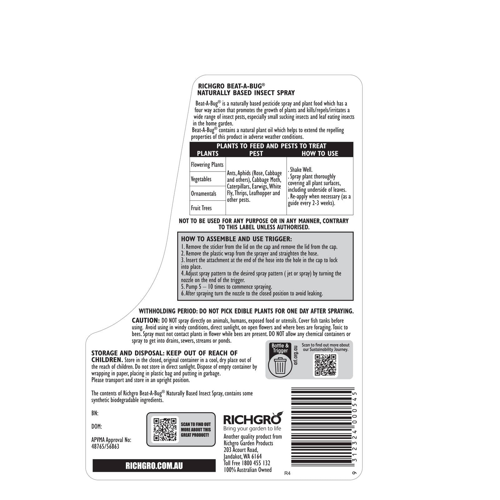 Richgro 3L Beat-A-Bug Naturally Based Insect Spray