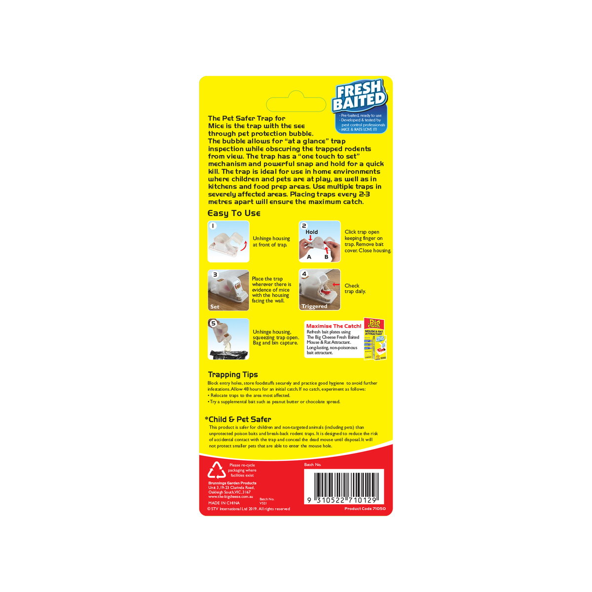 The Big Cheese Pet Safer Reusable Indoor Mouse Trap
