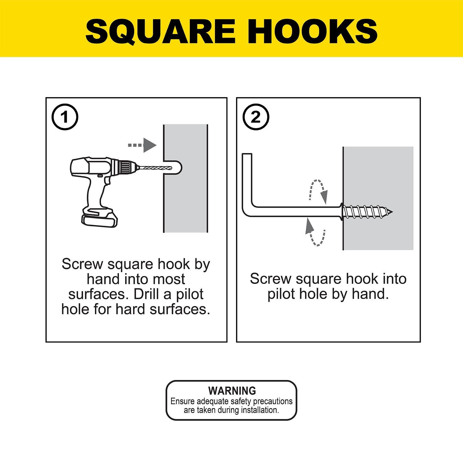 Everhang 25mm Zinc Plated Steel Square Hook - 25 Pack