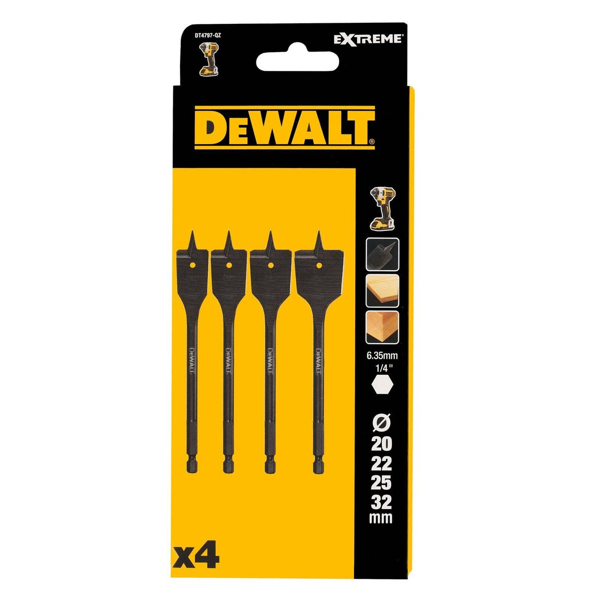 DeWALT EXTREME Flatwood Drill Bit Set 4 Piece
