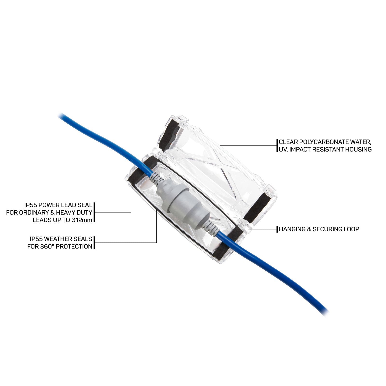 Ampfibian X2 Weatherproof Connector Protector IP55 Clear Heavy Duty Outdoor