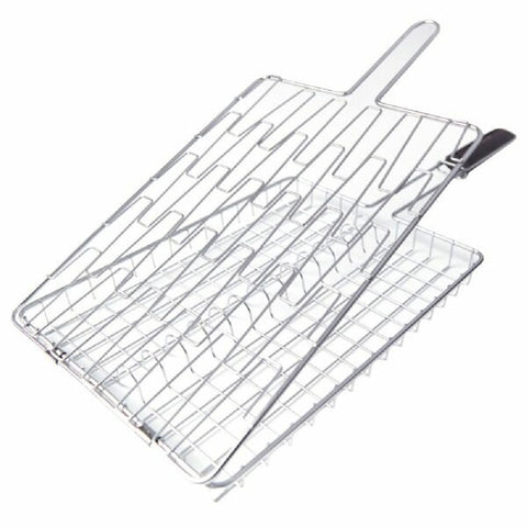Bugatti BBQ Pakka rectangular grill basket - stainless steel and Pakka wood - dishwasher safe - ZM-08398