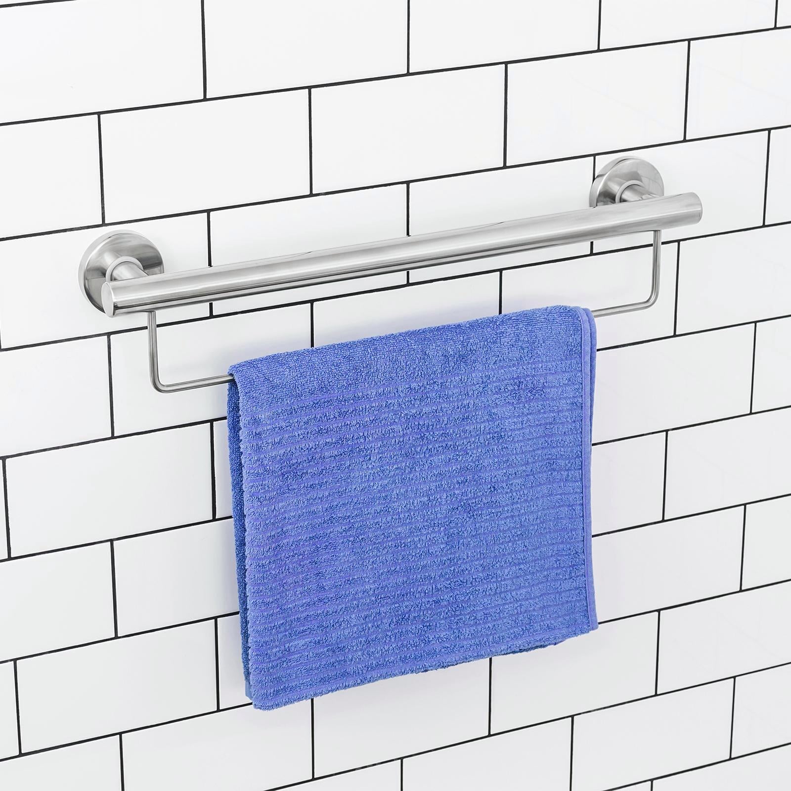 evekare 600mm Towel Rail with Grab Rail - 32mm Stainless Steel 110kg