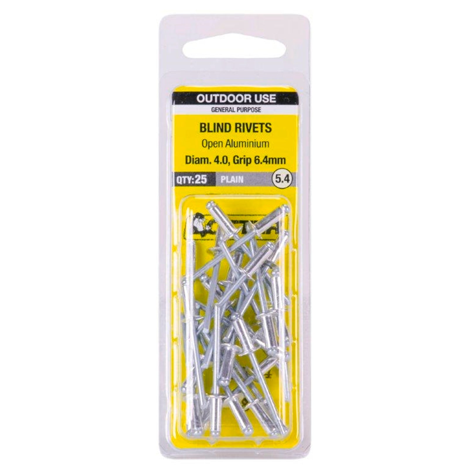 Otter 4.0 x 6.4mm Open Aluminium Blind Rivets 25 Pack