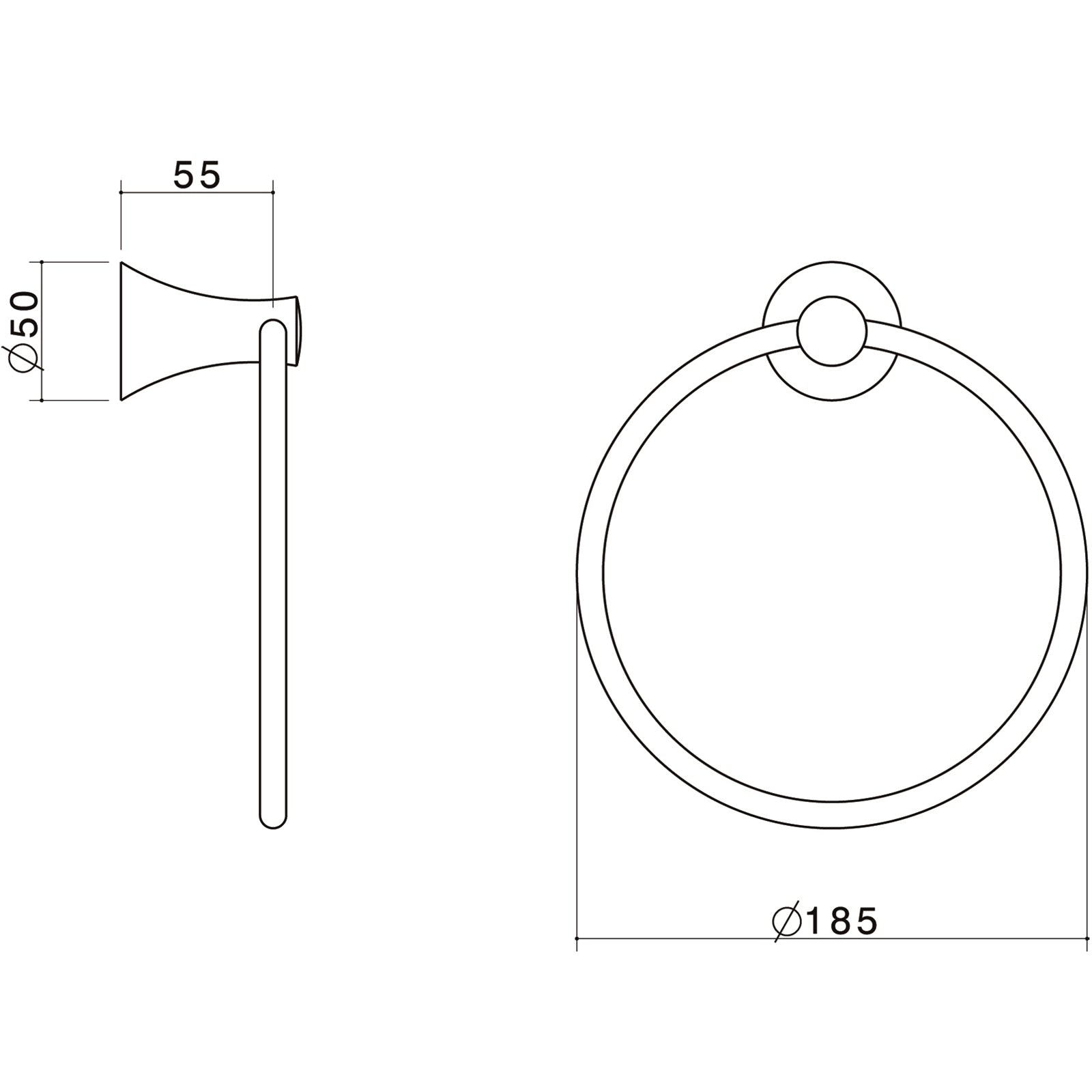 Caroma Elegance Towel Ring Polished Chrome Brass