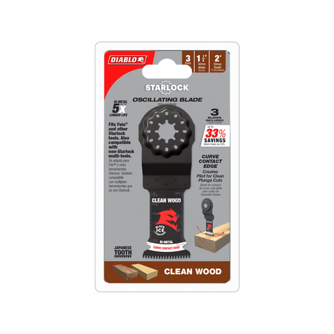 Diablo 32mm Starlock Bi-Metal Multi-Tool Blades for Clean Wood, 3 Pack
