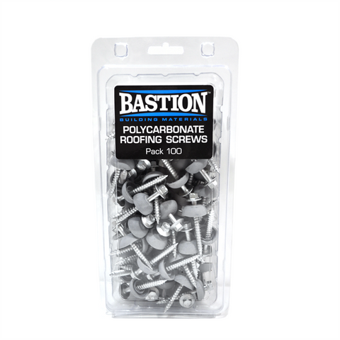 Bastion Type 17 Polycarbonate Roofing Screws Galvanised Steel - 100 Pack