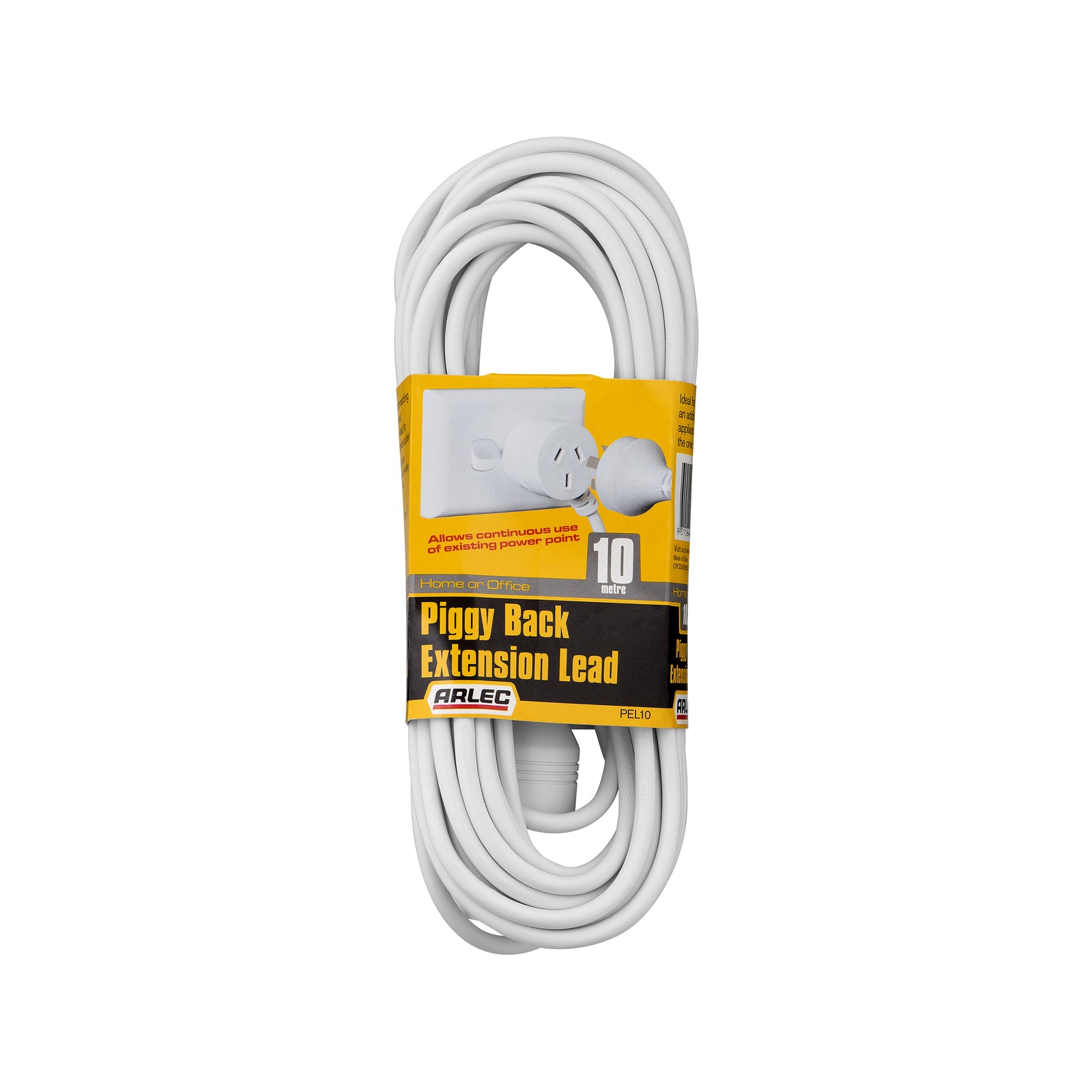 Arlec 10m White Piggyback Extension Lead 240V 10A PEL10