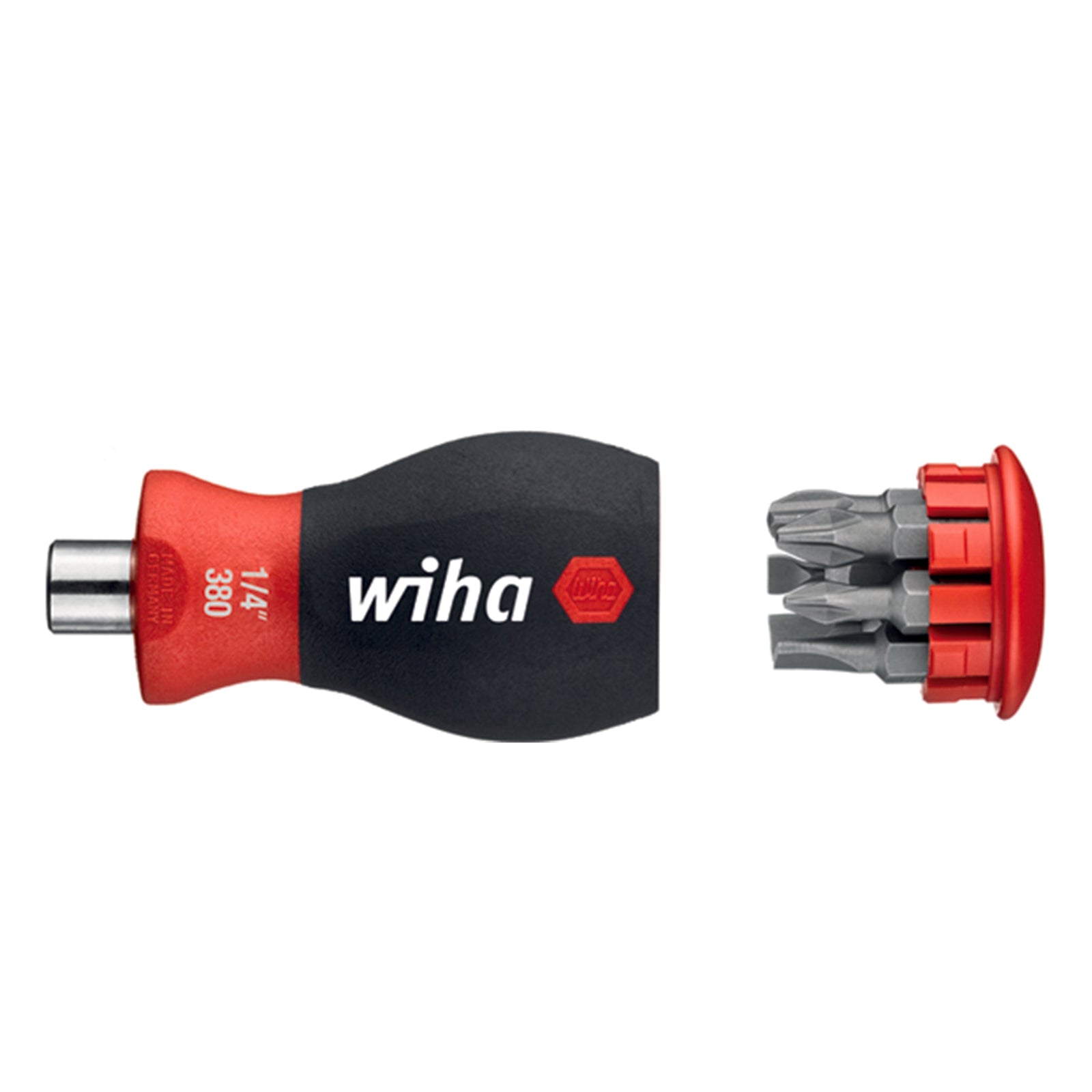 Wiha Stubby Screwdriver Bit Holder with 6 Bits 3 Flat 3 Phillips