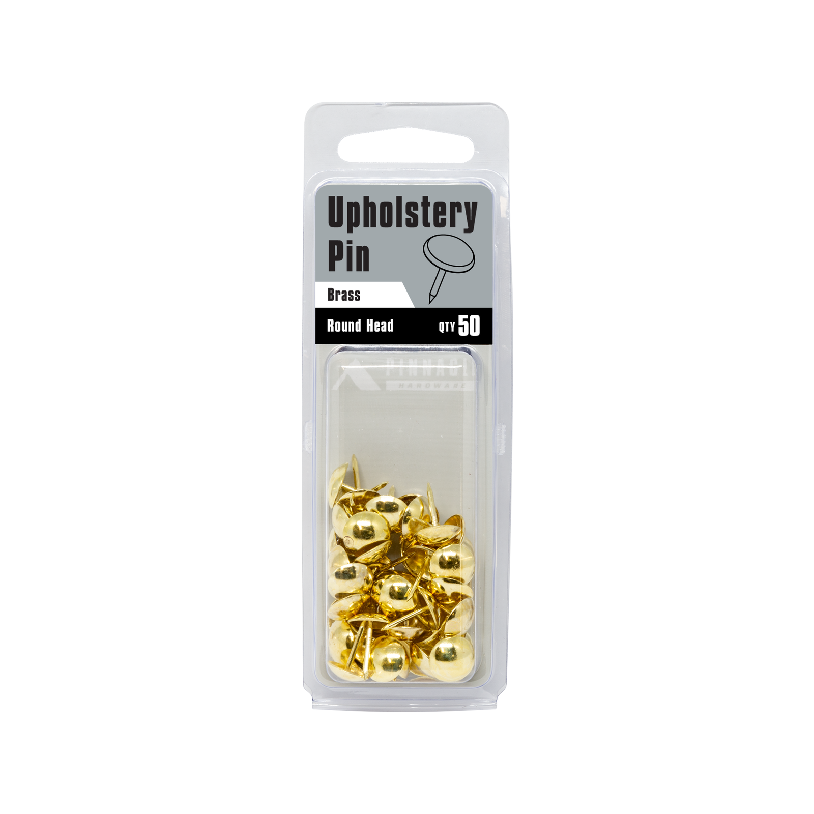 Pinnacle Brass Round Head Upholstery Nails - 50 Pack