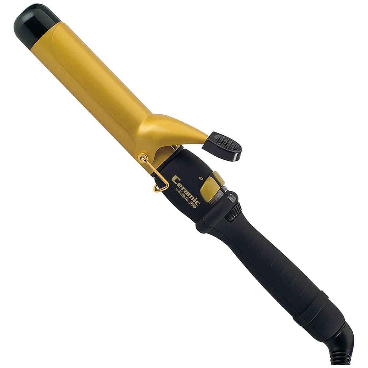 BaBylissPRO 32mm ceramic curling iron - black and gold, heat selection dial, safety cool tip - 900780