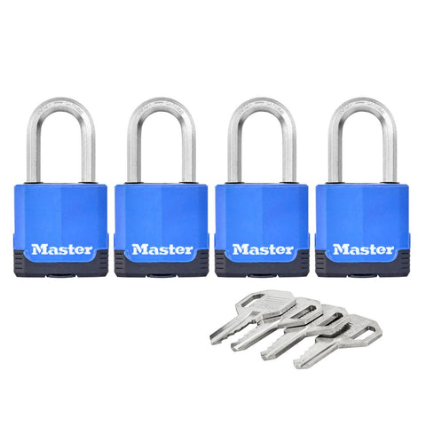 Master Lock 45mm Excell Padlock 4 Pack Laminated Steel Weather Resistant - SuperSaverAU - view 1