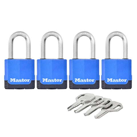 Master Lock 45mm Excell Covered Padlock 4 Pack Laminated Steel Boron-Carbide