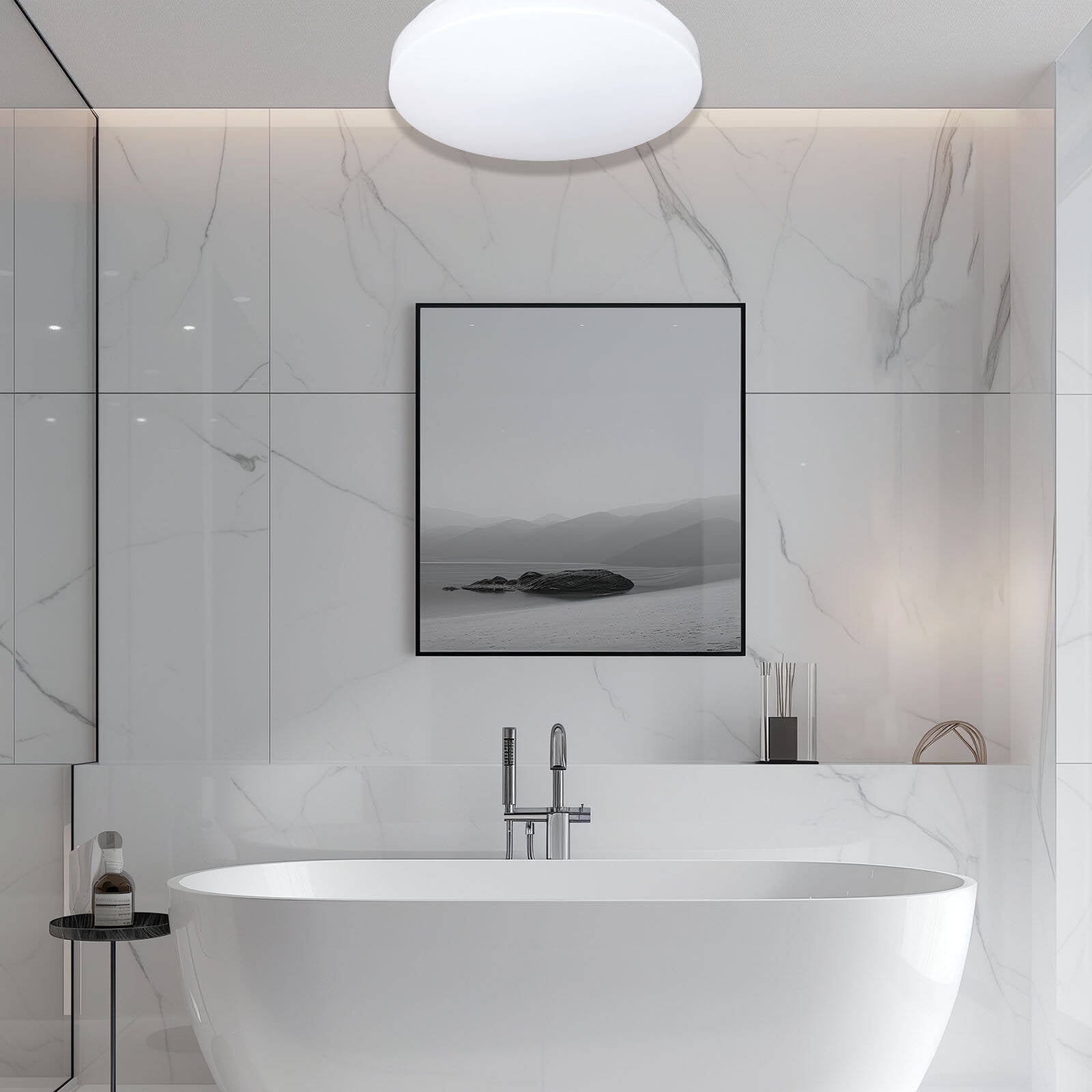Brilliant 35cm White 18W LED Sheffield Oyster Ceiling Light 20378/05