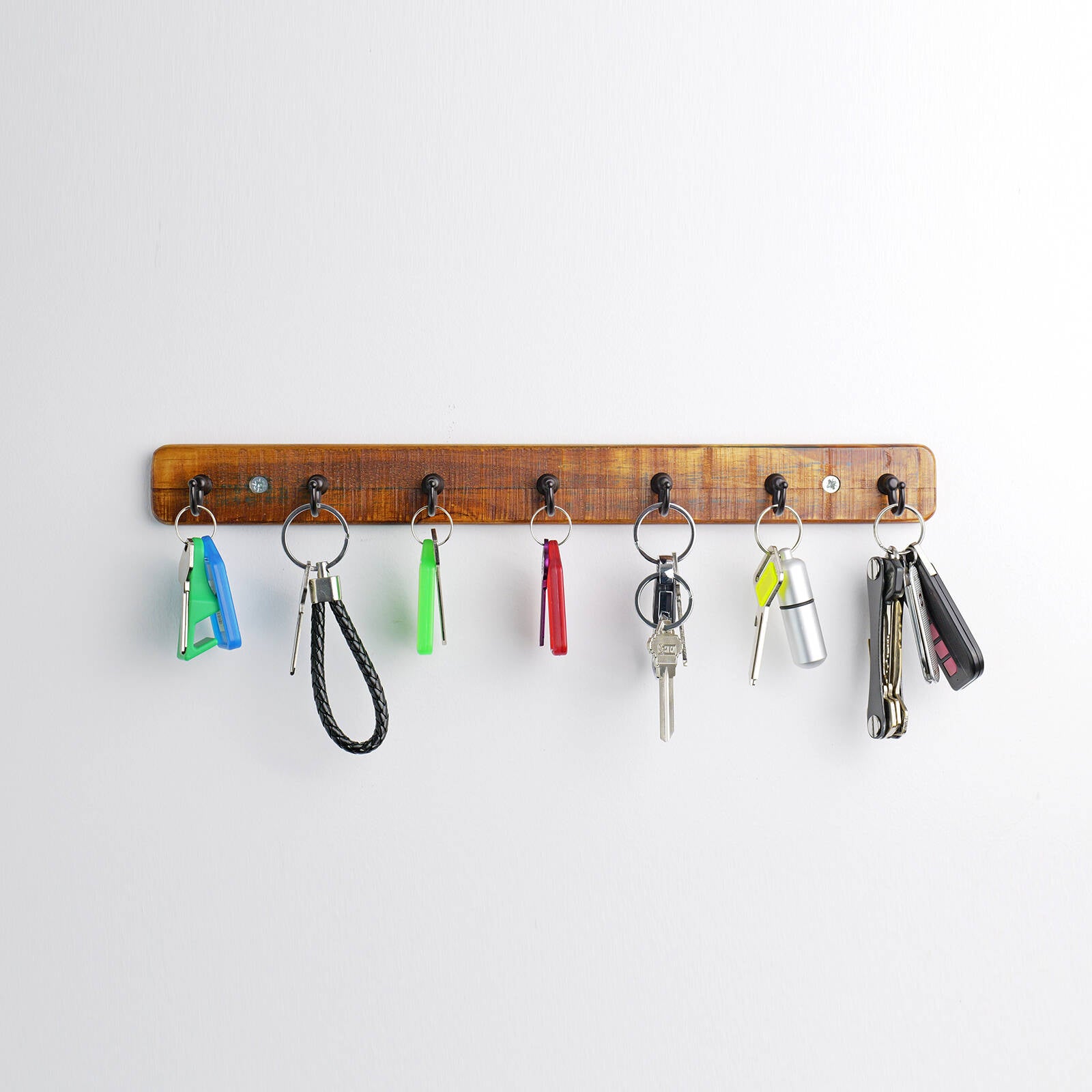Adoored 7 Hook Rustic Board Key Rack 385mm - Black