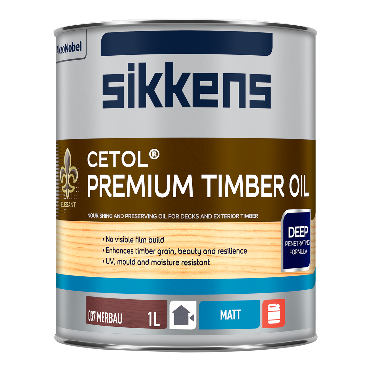 Sikkens 1L Merbau Cetol Premium Timber Oil - Outdoor Penetrating Oil